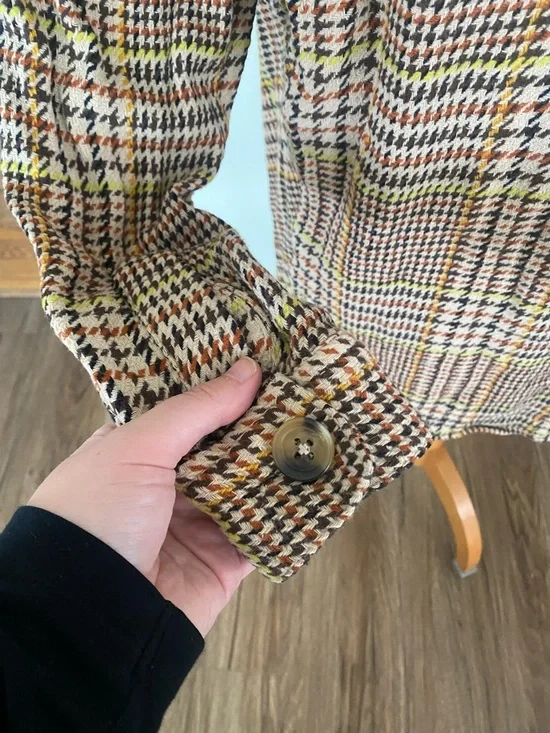 CAbi Yorkshire shacket jacket tan houndstooth cotton size S - Picture 8 of 13